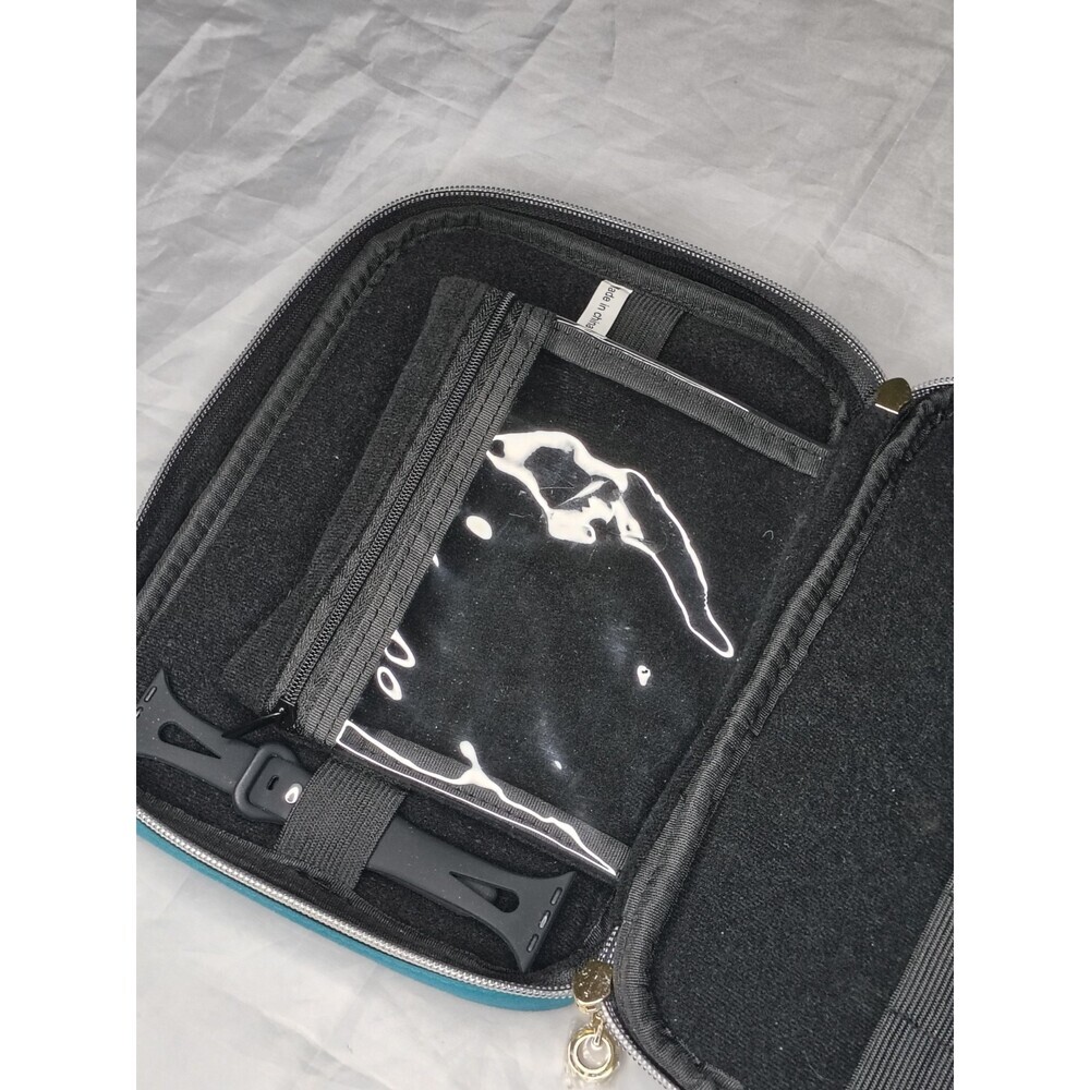 Teamoy Teal Quilted Basketweave Exterior Watch Band Storage Case - Picture 5 of 8